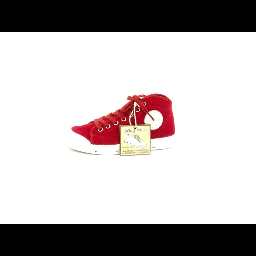 NEW SPRING COURT WOMENS B2 W RED CANVAS WHITE SOLE SNEAKERS US 5 / EU 36